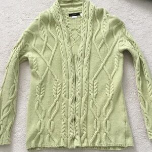 Alfani Light Olive Cable-Knit Open Cardigan